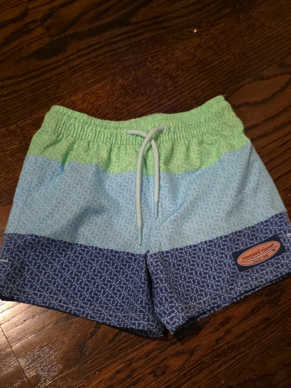 Vineyard Vines Green, Light Blue & Navy Colorblock Swim Shorts